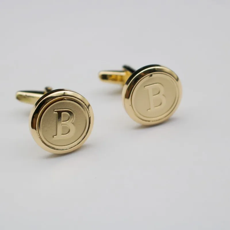 2024  Meise Mens Classic Initial Cufflinks 26 Alphabet Business Wedding Stainless Steel Engraved Cufflinks for Gift and Party