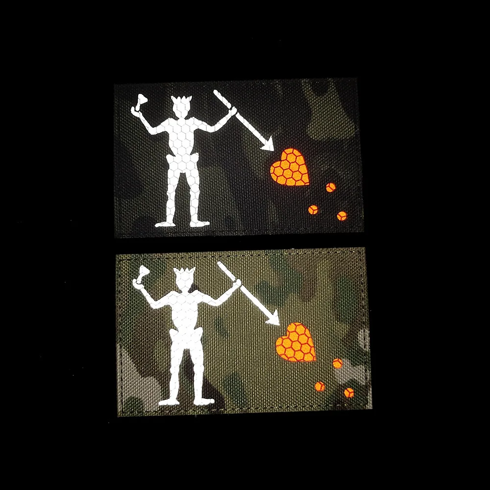 Reflective Beard Arm Badge with Hook Fastener Night Glow Pirate Edward Moral Badges for Tactical Pack and Hats