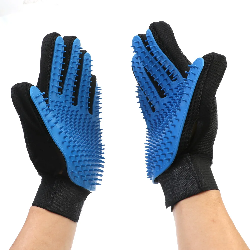 Five-finger Pet Fur Hair Remover Glove Dog Cat Grooming Massage Deshedding Gentle Mittens//