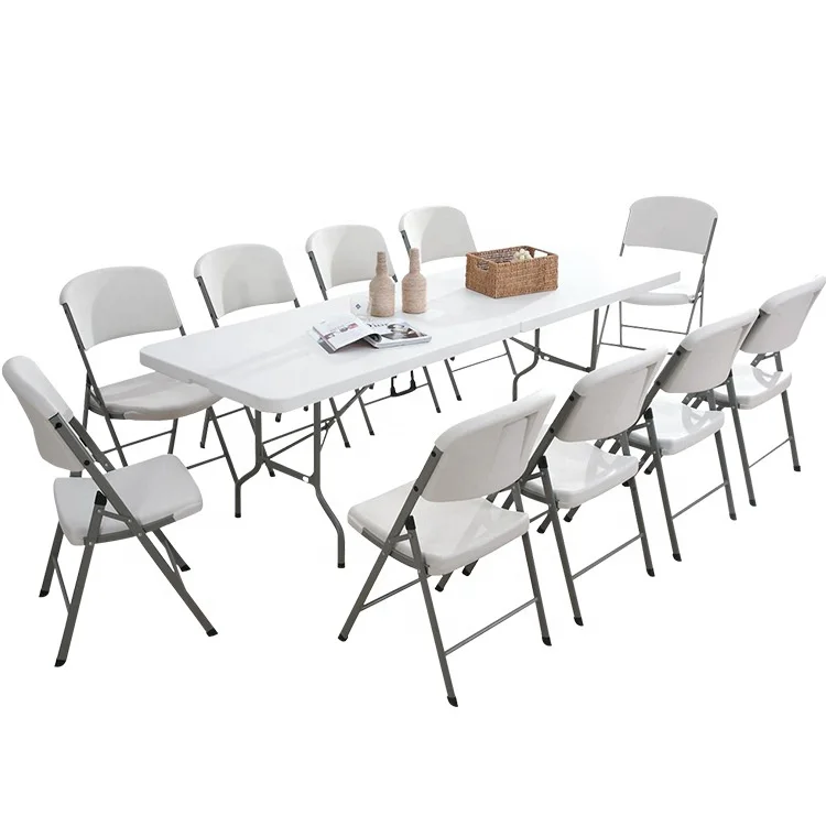 Wholesale of high-quality garden furniture sets, outdoor camping parties, foldable plastic tables and chairs