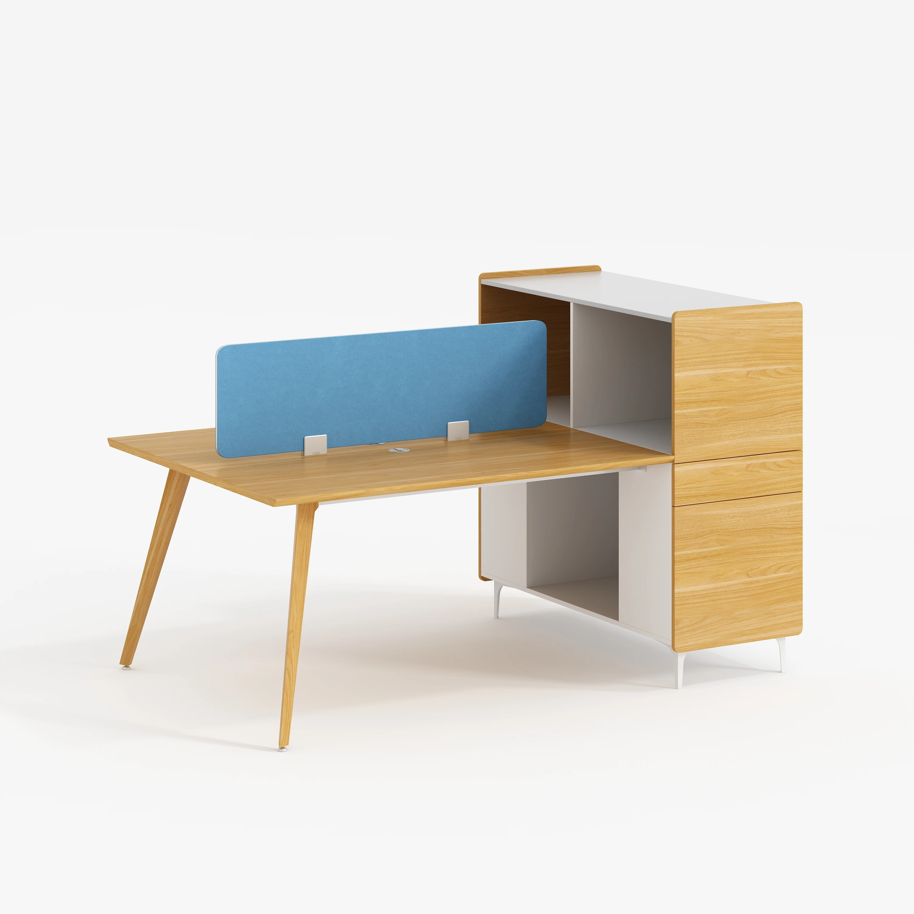 I-Cloud  Workstation With Side Cabinet commercial Wooden Workstation Desk with filling cabinet