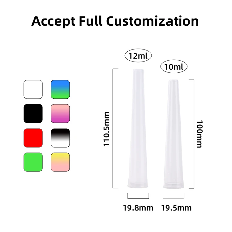 Custom Child Resistant Plastic colorful 116mm Conical Tube Display Tube Smell Proof Pop Top Rolled Tubes Packaging With Lid