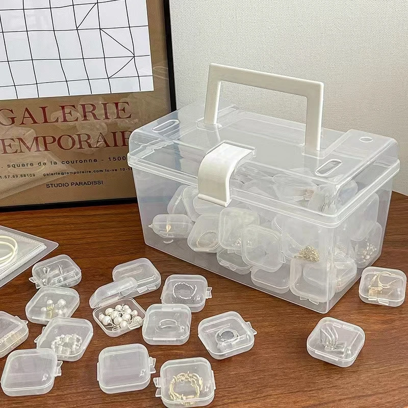 3.4*3.4*2cm Mini Small Square Plastic Storage Box For Nail jewelry Fish Hook Earplug Capsule Box
