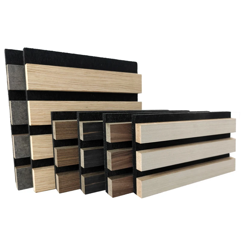 Sound proof wall panels Wood Veneer Felt PET MDF Slatted Acoustic Panel