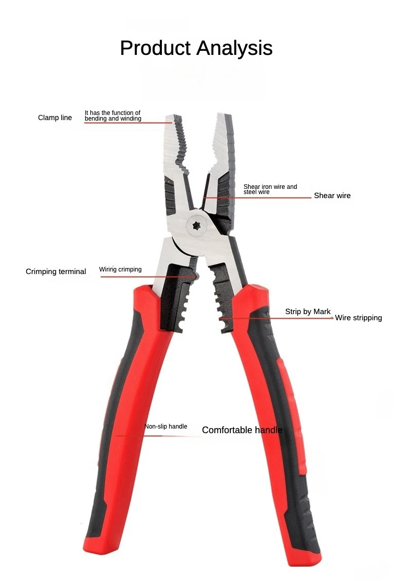 Factory Supply Wire Cut Plier Crv Forge Multifunction Stripper Cutter Combination Pliers With Pvc Handle