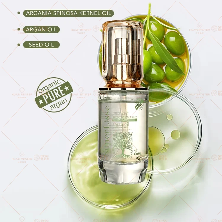 RTS Huati Sifuli SUPER LISSE Private Label Pure Natural Organic Hair Care Set Serum Hair Oil Moroccan Argan Oil 60ml