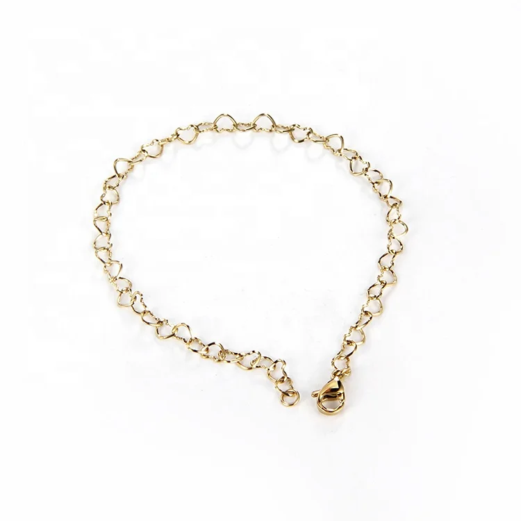 Fine Jewelry Gold Plated Adjustable Love Link Heart Chain Link Bracelet For Women