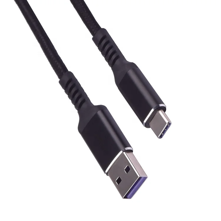 Черный Подгонянный прочный полиэфирный Плетеный 5А супер быстрая зарядка usb 2,0 type a к type c кабель для Huawei