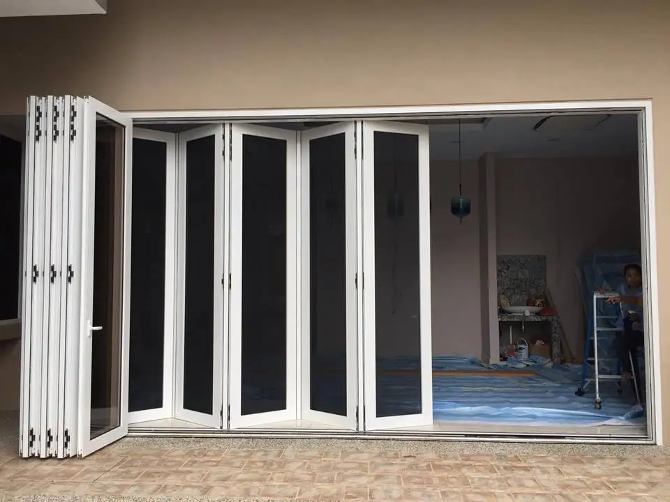 Tempered Glass Stainless Steel Wire Mesh Security Folding Door Using 6 Point Locking System OEM Manufacture in Malaysia