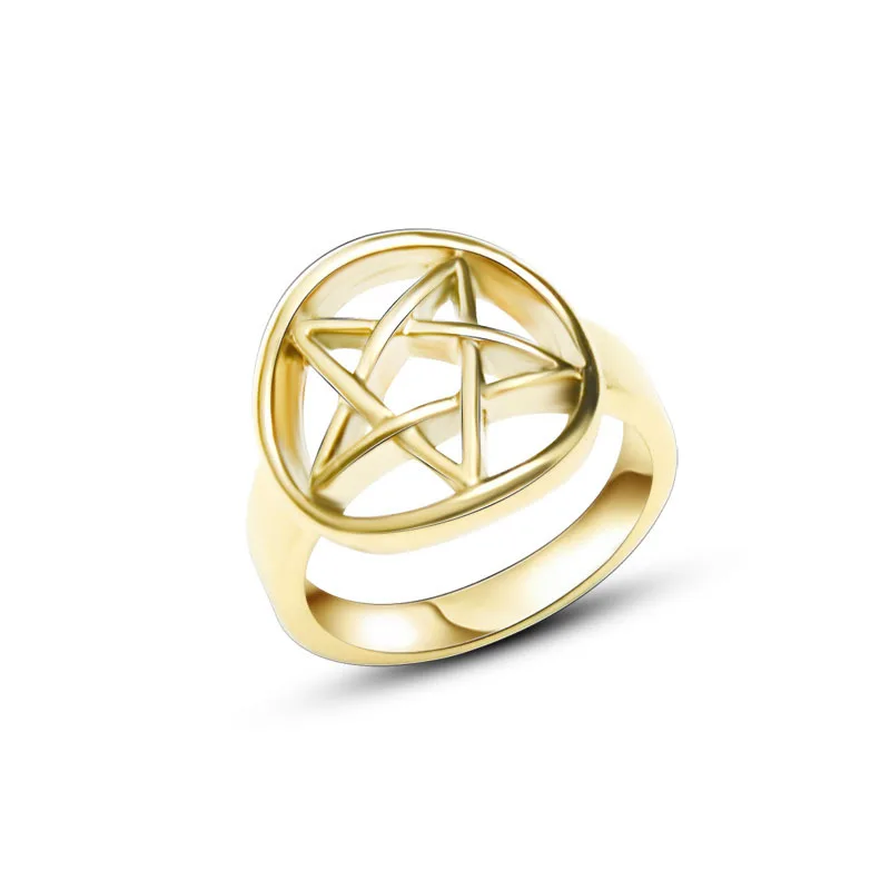 
2021 Hot Selling Jewelry Dainty Design Three Layers of Gold Plated Tail Ring Wedding Band with Star Hollow Ring 