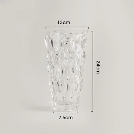 Factory Supply Home Decoration Modern Multi Colored Flower Vase Diamond Shaped Clear Glass Vase