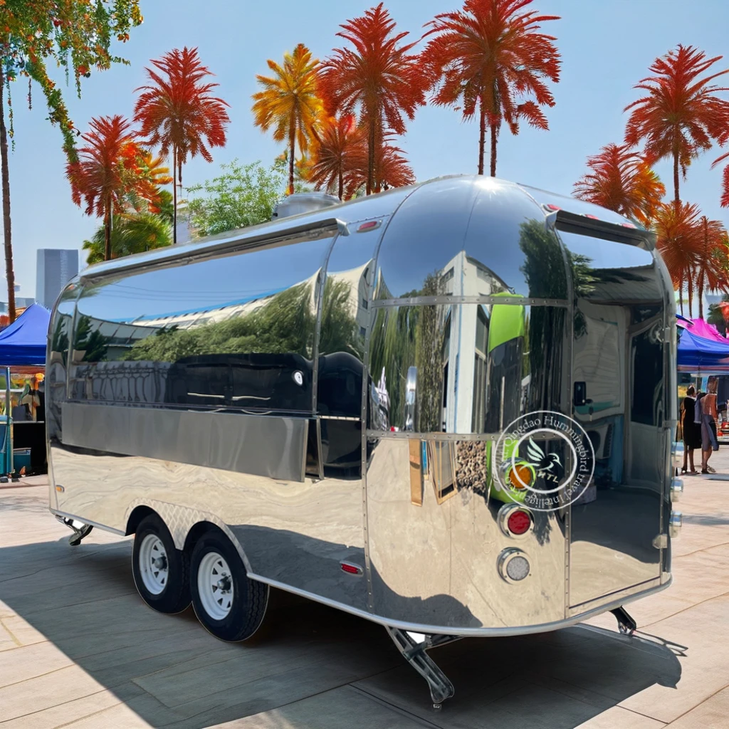 Mirror stainless steel new food trailer, fully equipped food truck, fast food truck, mobile kitchen food truck for sale