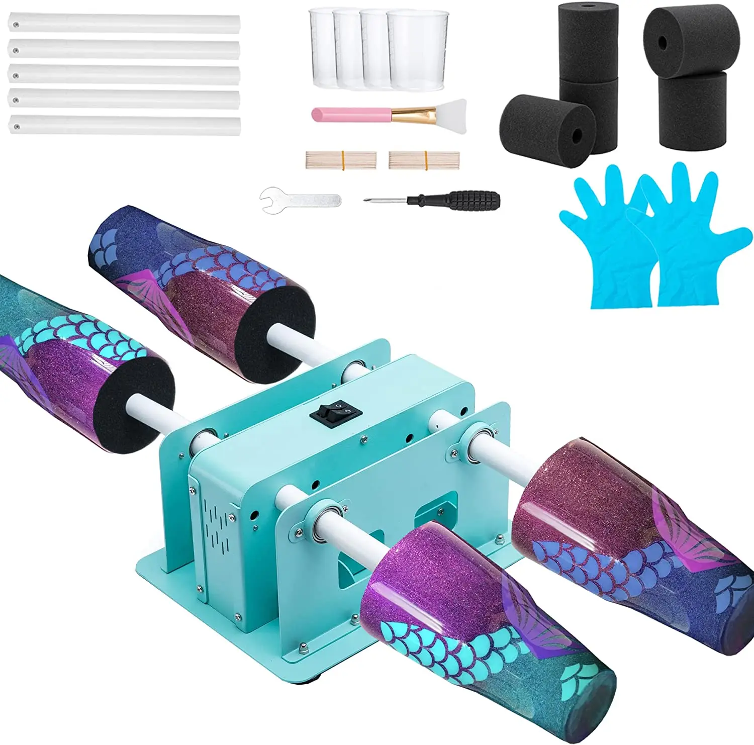 4 Arms Cup Spinner Machine Kit for Crafts Epoxy Tumbler Electric Cuptisserie Tumbler Turner Pink Color