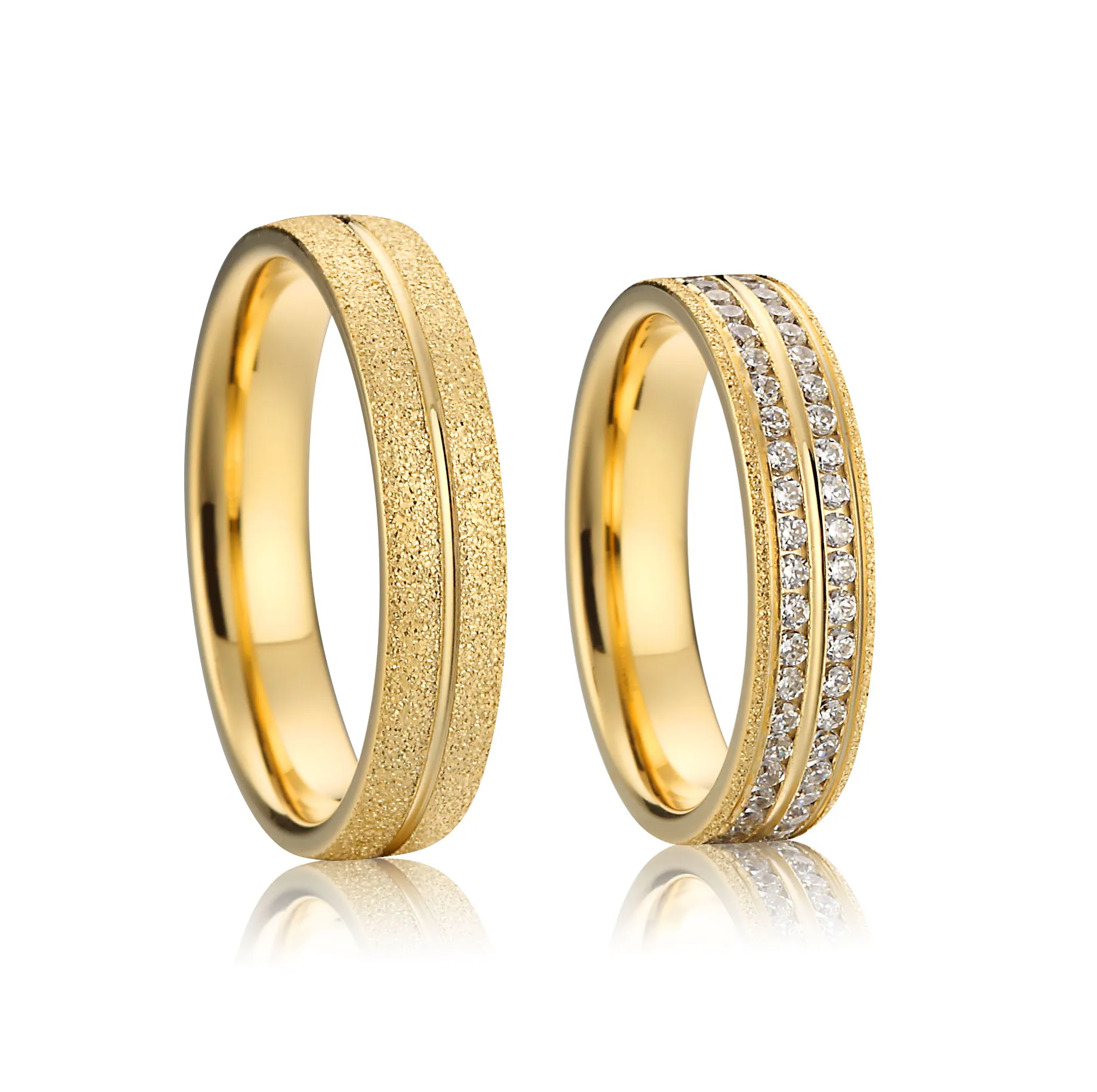 Top Sales 18K Gold Engagement Stainless steel Ring Cushion Cut Wedding Band Ring for Women