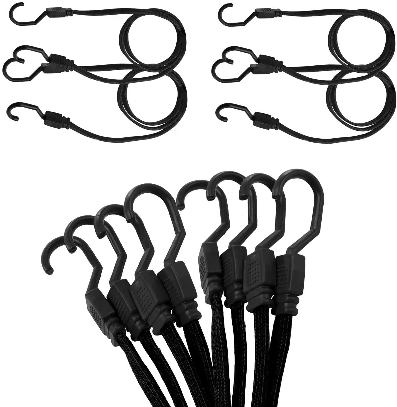 
Bungee Cords With Hooks Straps 48 Inch Long Black Flat Premium Rubber Bungee Cords Adjustable Long Rope 
