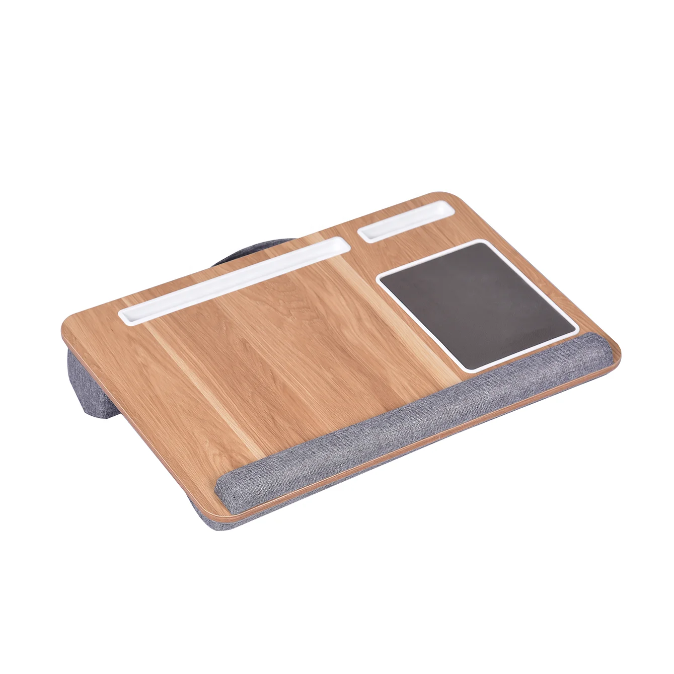 Eco-Friendly Bamboo Laptop Lap Desk With Pillow for Couch and Bed with Tablet and Phone Holder