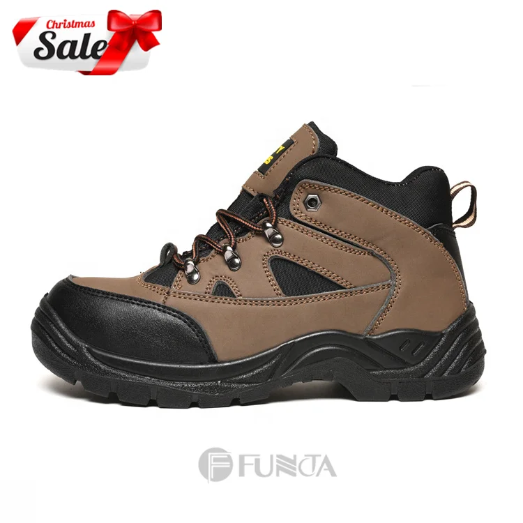 FUNTA Genuine Leather Upper Material PU Outsole Material stylish lightweight work boots winter steel toe safety shoes leather