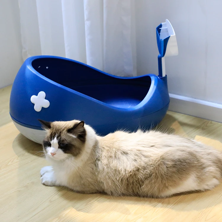 Wholesale Portable Washable Cat Litter Sand Box Hidden Cleaning Whale Cats Litter Box Toilet