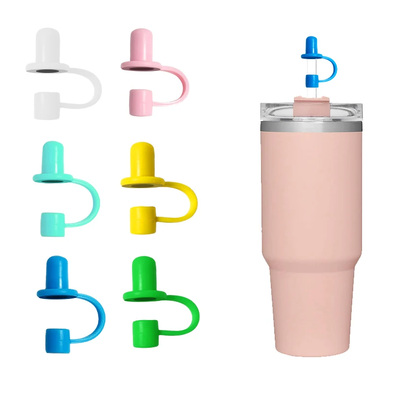 Custom Silicone Colorful Straw Topper Covers Straw Cover Cute PVC Set Attachment Straw Topper