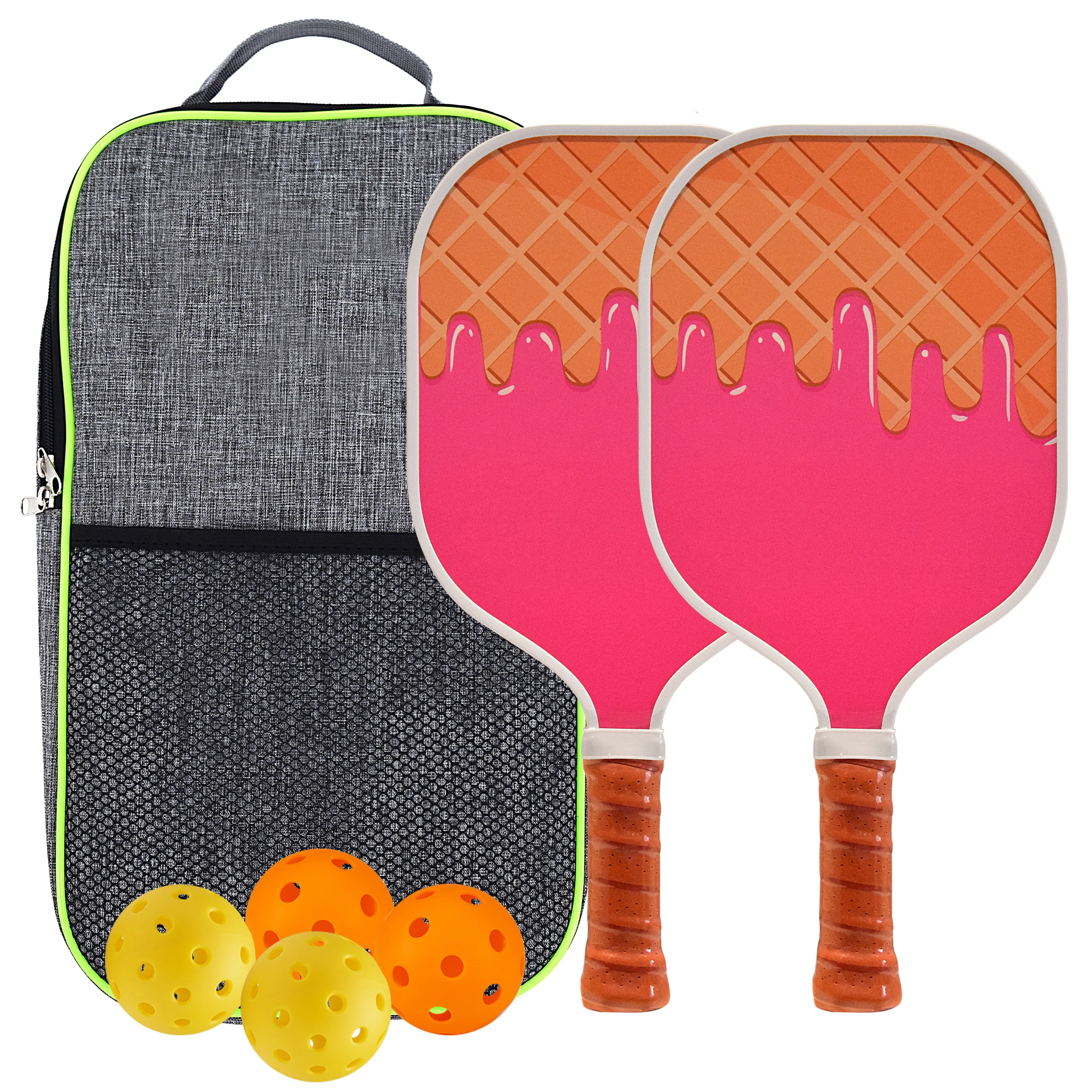 Multi color available stock USAPA testing standard glass fiber aramid honeycomb racket pickleball paddle set of 2