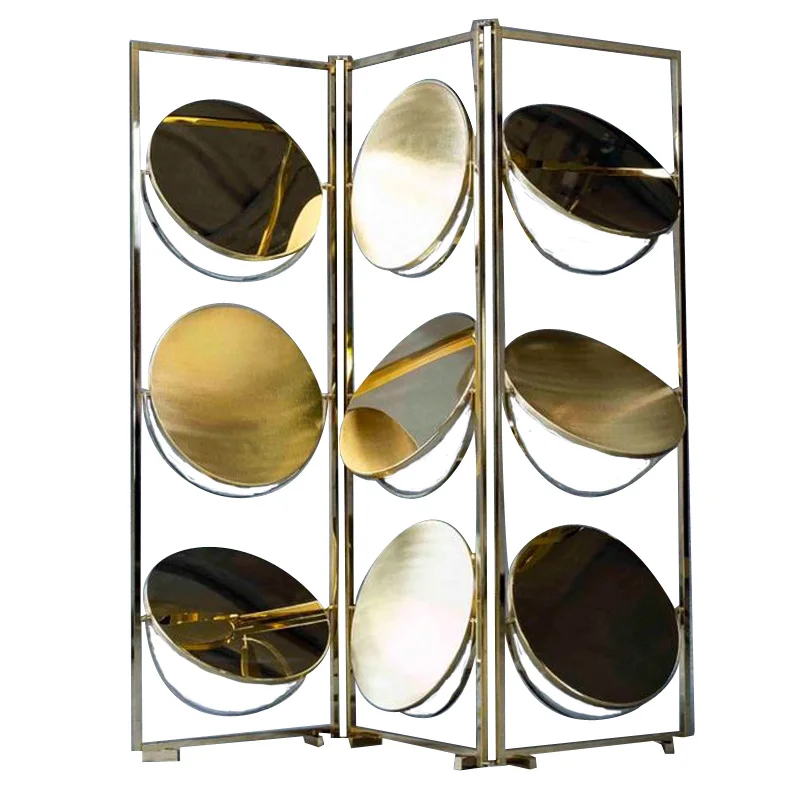 Titanium gold stainless steel design decorative wall partitions for Hotel lobby