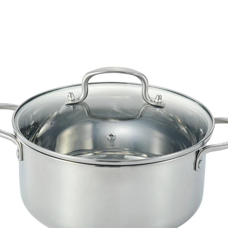 10PCS Casseroles Stockpots Cooking Pot Set Stainless Steel with Lids Kitchen Cookware Sets Chinese New Year Single Bottom 0.45mm