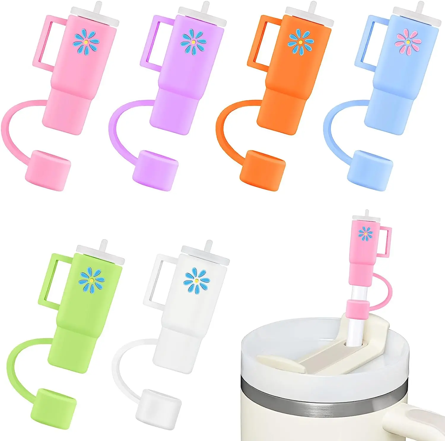 Dust-Proof Straw Reusable Drinking Straw Tips Straw Cover for Cup