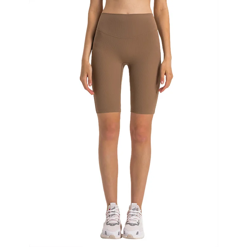 Draw strip ribbed Shaping High waist peach buttock lulu sports leggings Outdoor running fitness lulu yoga pants GYM lulu shorts