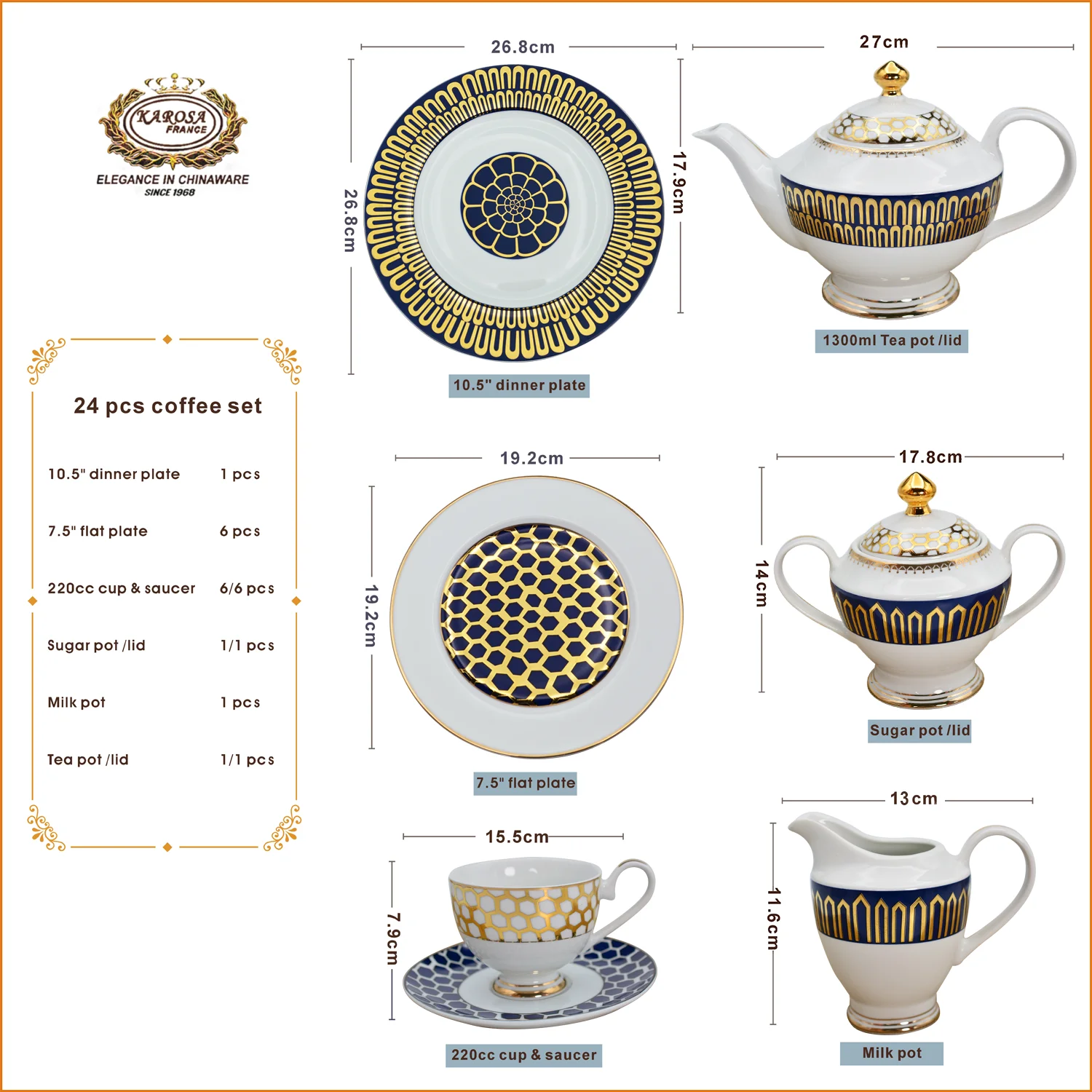 Famous Brand Same Design Modern Luxury Porcelain High Dinner Dinner Set with 24k Pure Gold Decoration