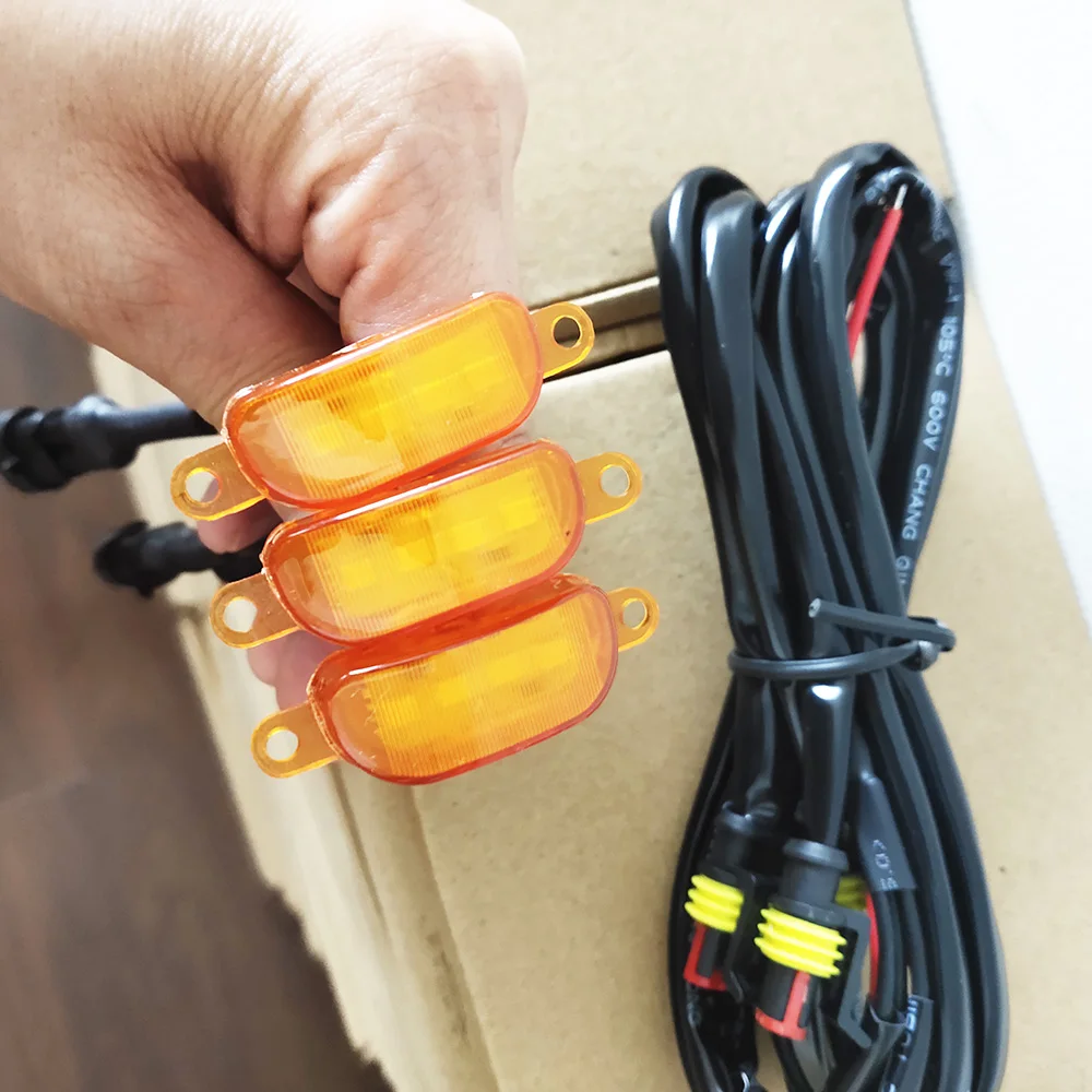 3pcs Amber light for 4x4 Pickup Truck F150 F250 F350 Raptor Dodge Ram Chevy Silverado Front Grille F-150 LED bumper light