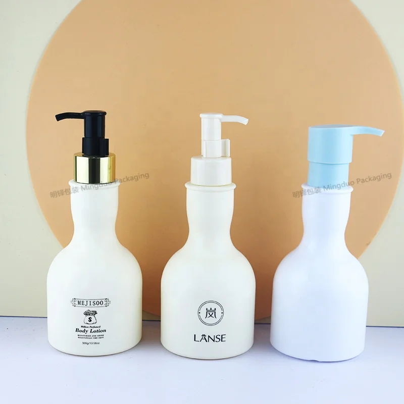 Luxury new skin care packaging set 300ml HDPE plastic body lotion milk emulsion bottle custom cosmetic packaging