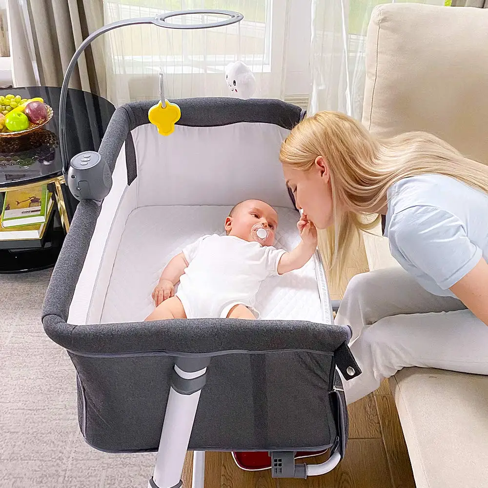 New Born Baby Bassinet Playpen With Music Box Easy Folding Portable Crib Bedside Sleeper for Infant
