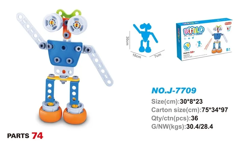 STEAM Educational Creative Screw and Nuts Assembling Robot Toys Children Fine Motor Skills Training DIY Building Block