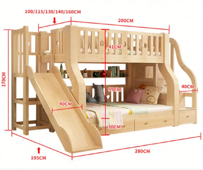 Заводская поставка, прочная многофункциональная мебель для детской спальни, прочная безопасная деревянная детская двухъярусная кровать для продажи