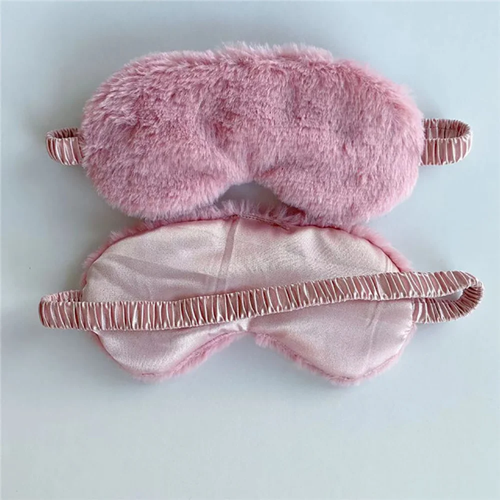 Cute & Soft Plush blackout sleep eye mask for travel, faux fur eye masks for sleeping