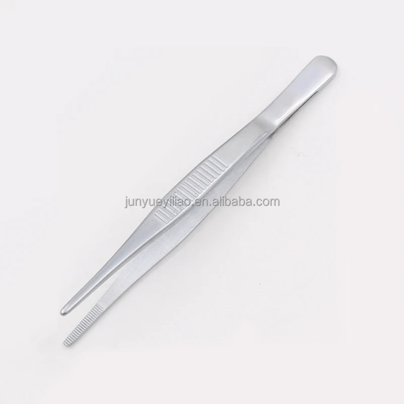 Medical Reusable Thumb Dressing Forceps Serrated 16cm Tweezers