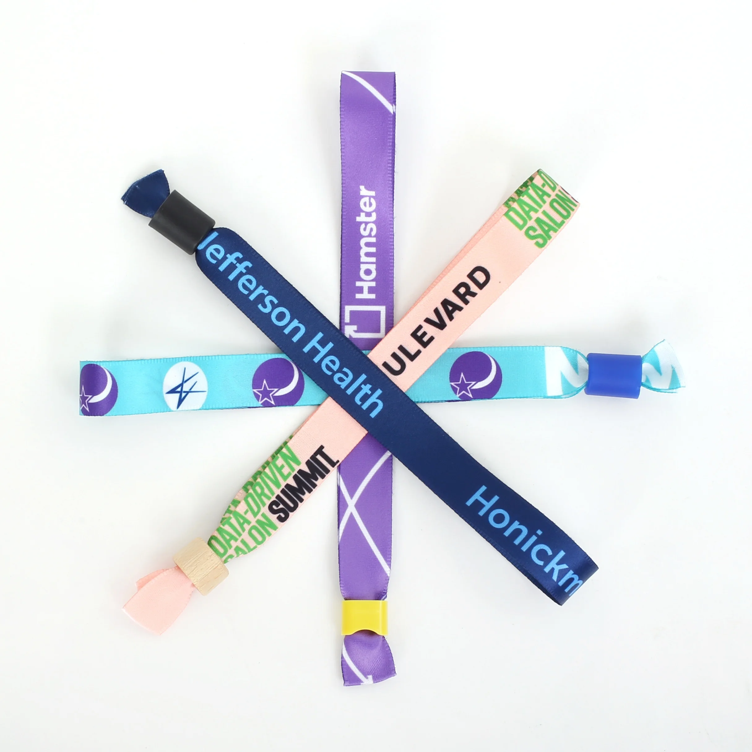 Eco Friendly RPET Adjustable Plastic Clip Event Party Bracelet Custom Festival Soft Fabric Woven Wristbands Bracelet