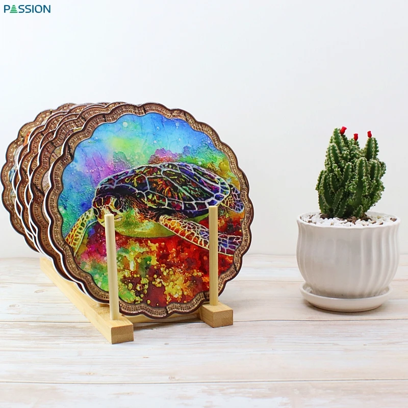 Restaurant Personalized Logo  Bowl Ceramic Trivet Dinner Plate Wholesale Lace Circle 20 Petals with Cork Backing