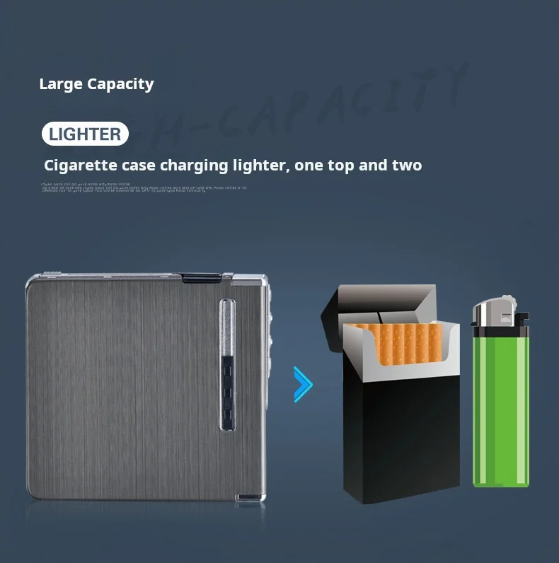 NEW 20 aluminum case usb charging lighter  2 in 1 Multi-function  lighter Replaceable Silk Cigarette Case