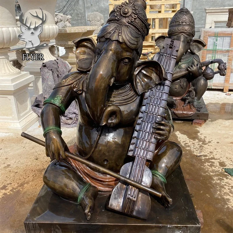 Celebration of Life Lord Ganesha Playing Musical Instruments Hindu Elephant God Deity Figurine Eastern Enlightenment Collectible (1600568121100)