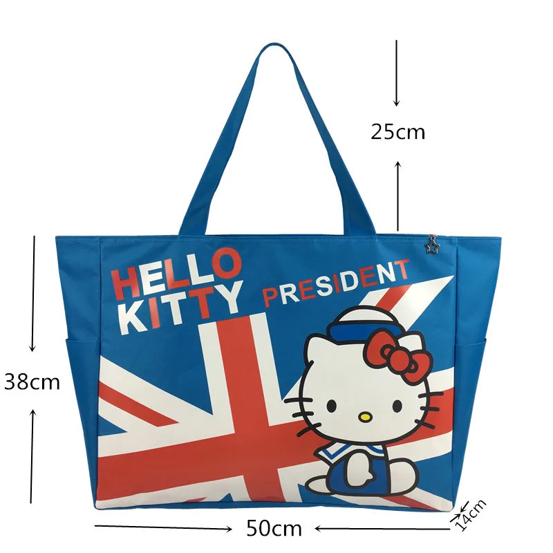 
High Quality School Girls Fashion Lovely Foldable and Reusable Hello kitty Design Printing logo tote bag canvas 