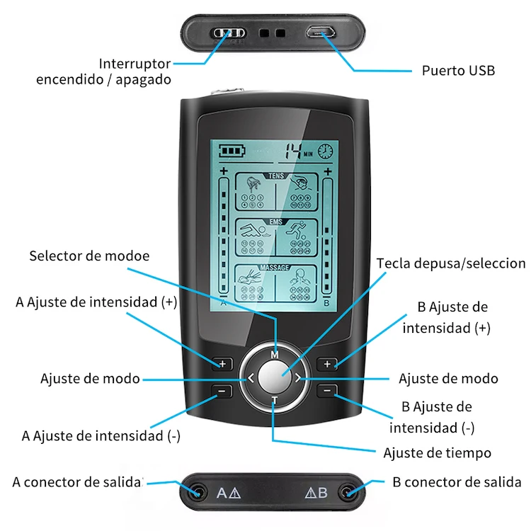 36 Mode Electric EMS Body Massage Digital Therapy Slimming Machine Electro stimulator Tens Muscle Stimulator