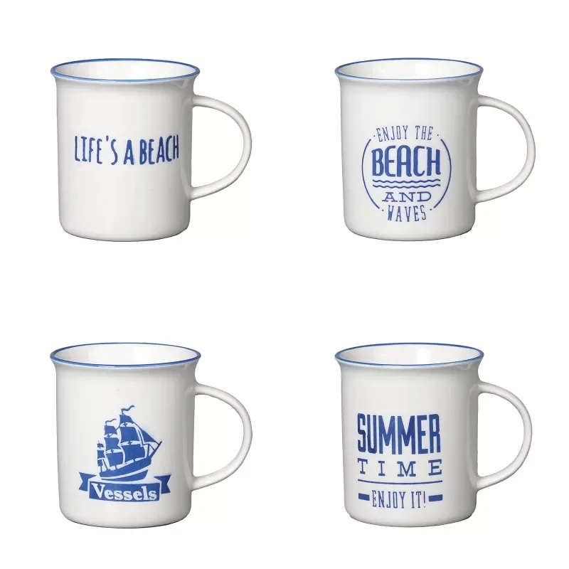 170ml Small sized silk printing cheap 6oz ceramic coffee mug wholesale cappuccino cup retro enamel water mug