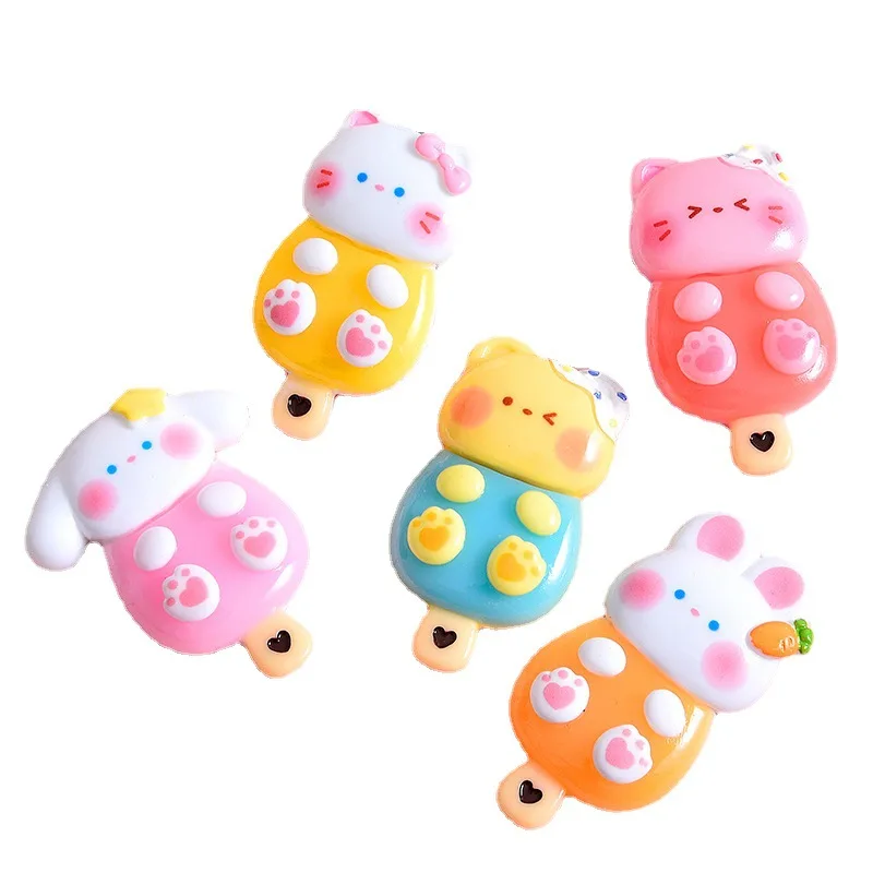 HENGXIN Hot Selling DIY Ornaments Accessories 3D Mini Multicolor Animal Ice Cream Resin Charms For Slime Filler Handcrafts