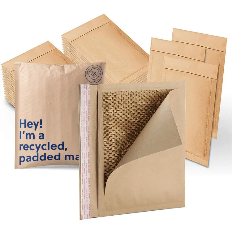 Honeycomb Cushion Courier Mailer Padded Shipping Custom Logo Eco Friendly Corrugated Kraft Paper Bubble Envelopes Mailing Bags
