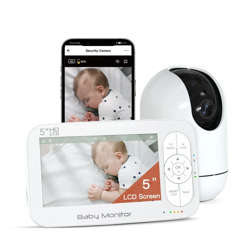 Tuya Smart Wireless Two Way Audio Video Monitoring Recorder 5000mAh Battery VOX Mode Babyphone WiFi Baby Monitor with Camera