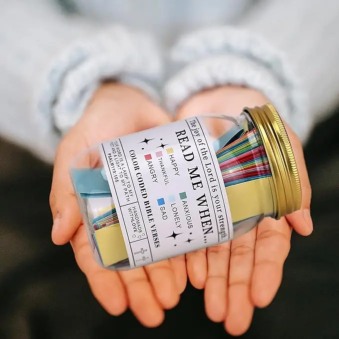 Read Me When Bible Verses Jar for Emotions and Feelings Scripture Prayer Cards Hope Jar
