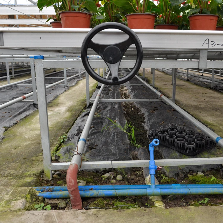 Low Cost Rolling Bench Growing Tables Commercial Plants Wire Mesh Greenhouse Bench