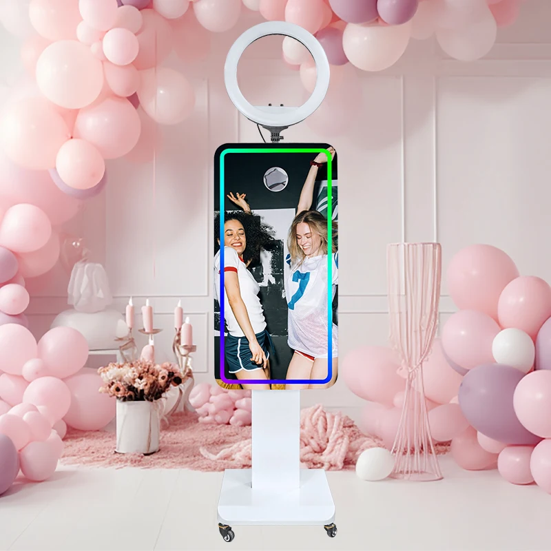Newly Vintage Photo Booth Magic Touch Mirror 45 Inch 21.5Inch Touch Screen PC I3 8100 8G RAM 256G SSD Mirror Camera Photo Booth