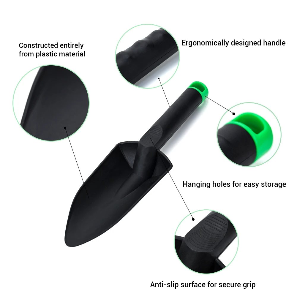 Plastic Mini Home Garden Hand Held Spade Shovel Trowel Scoop Tool for Soil Excavation Planting and Transplanting